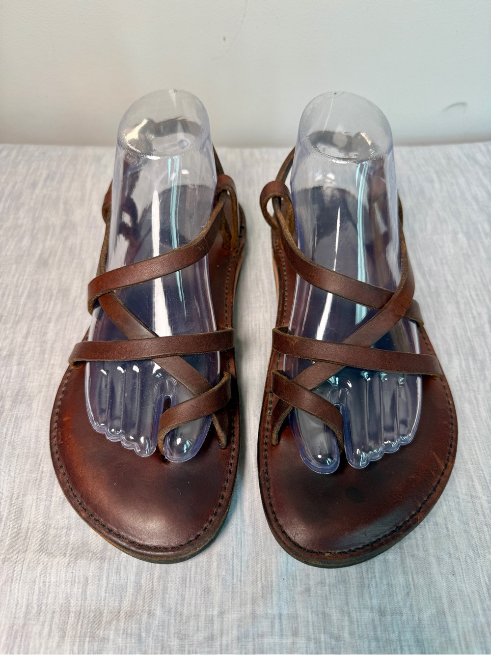 Piper Handmade The Original Leather Toe Loop Strappy “Jesus” Sandal Brown Sz W9